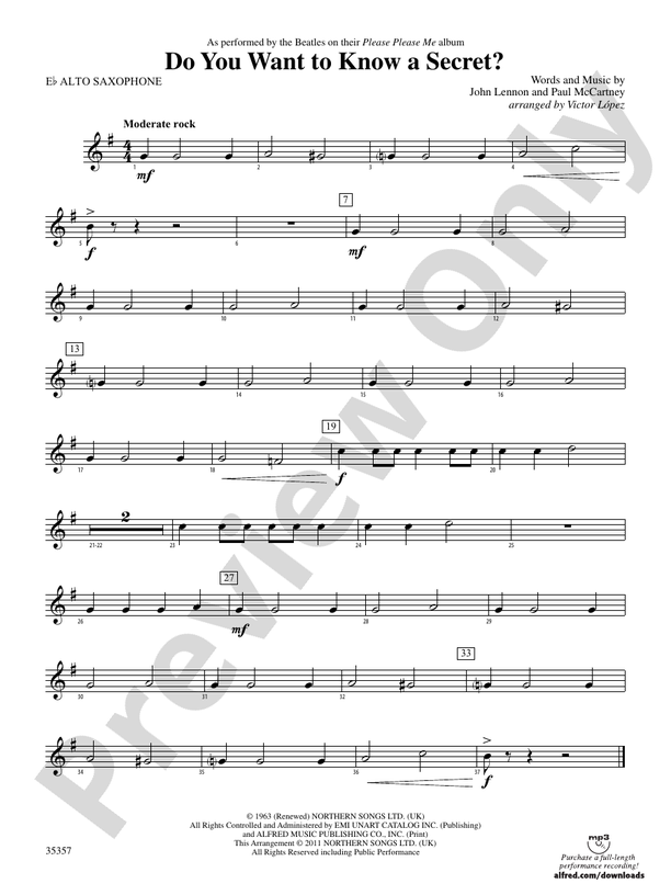 Do You Want to Know a Secret?: E-flat Alto Saxophone