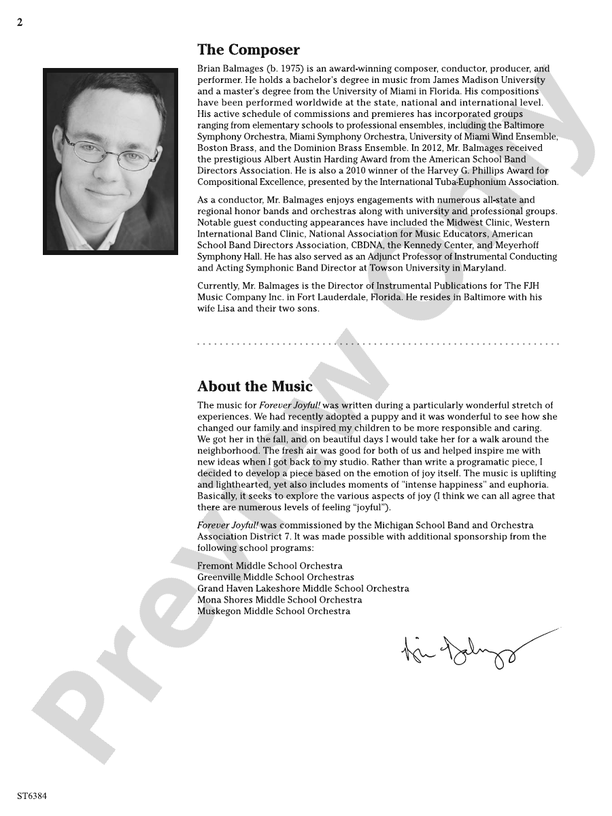 Forever Joyful!: Score: String Orchestra Score: Brian Balmages ...