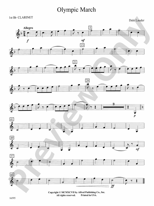 Olympic March: 1st B-flat Clarinet: 1st B-flat Clarinet Part - Digital ...