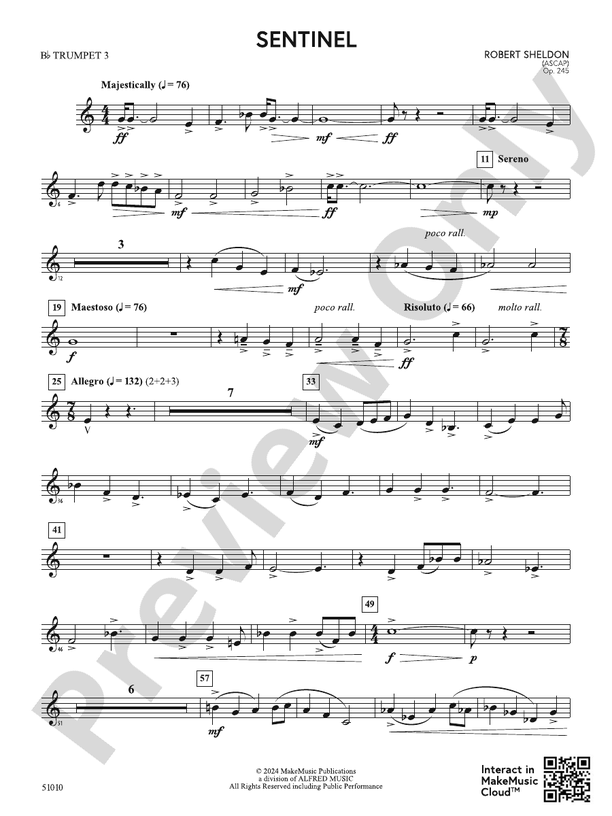 Sentinel: 3rd B-flat Trumpet: 3rd B-flat Trumpet Part - Digital Sheet ...