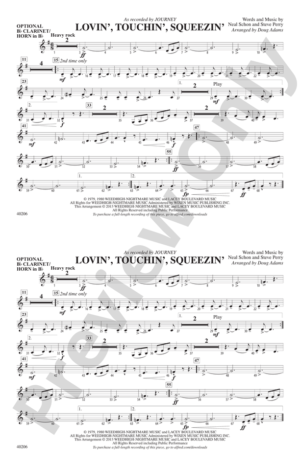 Lovin', Touchin', Squeezin': Optional Bb Clarinet/Horn in Bb