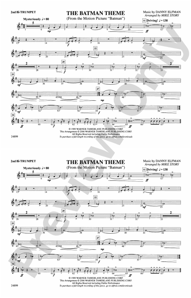 The Batman Theme (from Batman): 2nd B-flat Trumpet: 2nd B-flat Trumpet ...