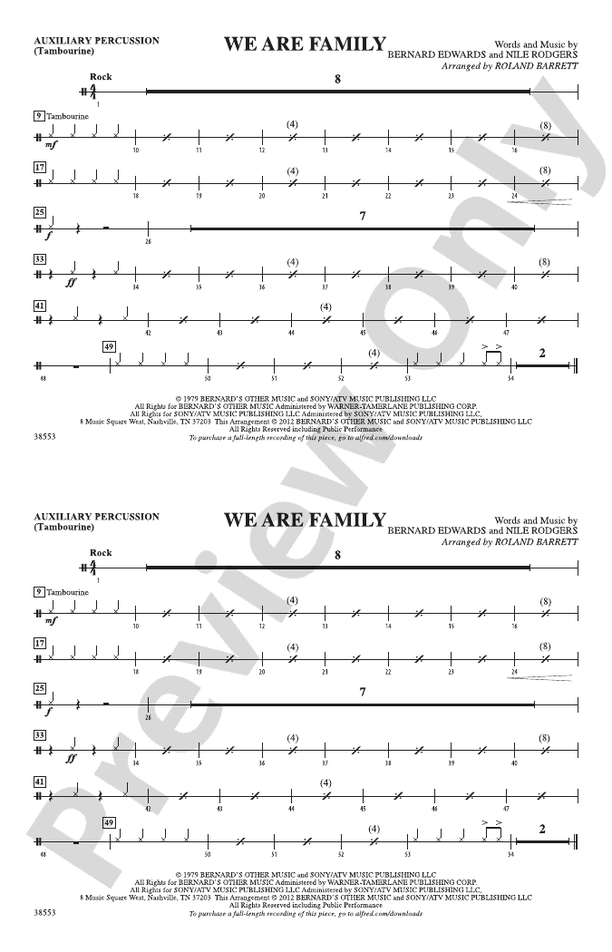 We are family auxiliary percussion auxiliary percussion part