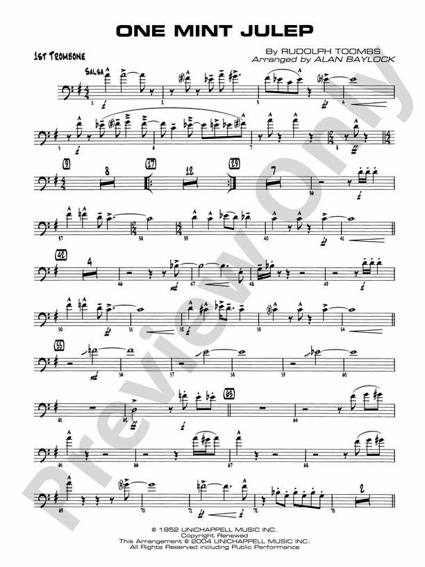 One Mint Julep 1st Trombone 1st Trombone Part Digital Sheet Music