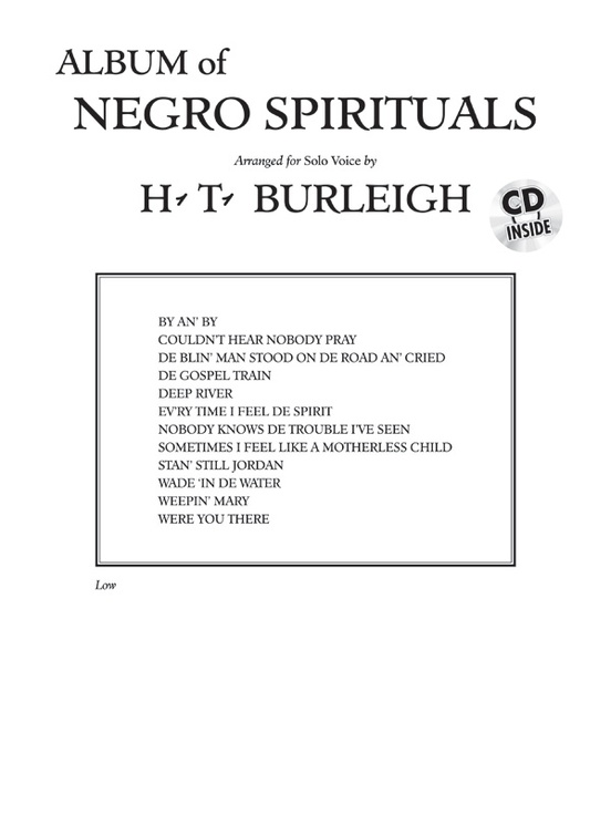 Album Of Negro Spirituals Low Voice Book Amp Cd