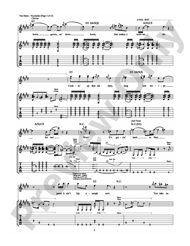 Poundcake: Guitar TAB: Van Halen - Digital Sheet Music Download