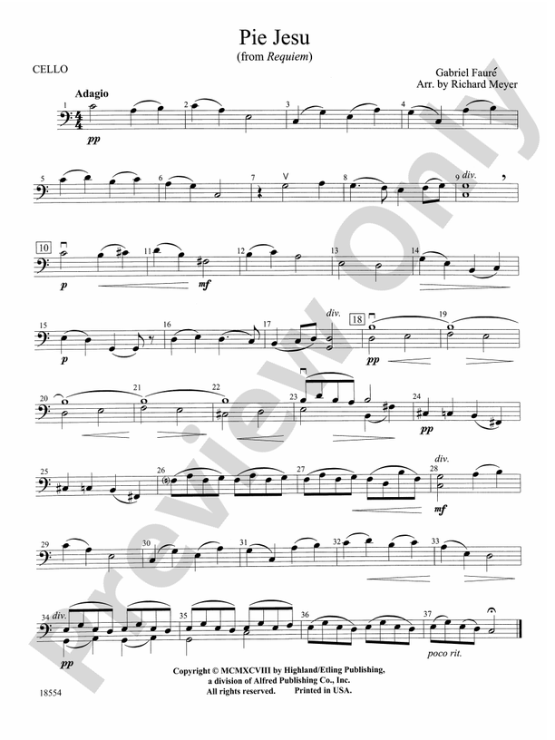 Pie Jesu From Requiem - String Orchestra (Score Parts) - Pie Jesu