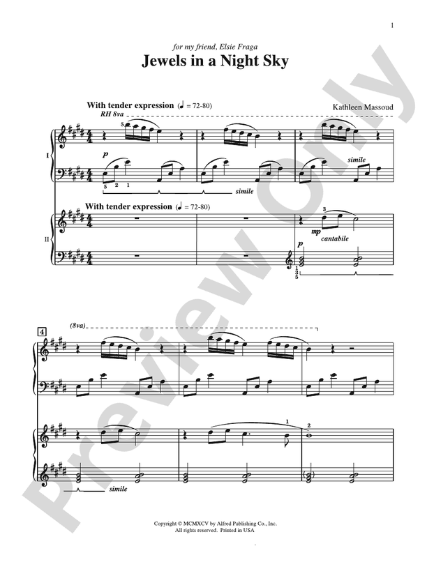 Jewels in a Night Sky - Piano Duo (2 Pianos, 4 Hands)