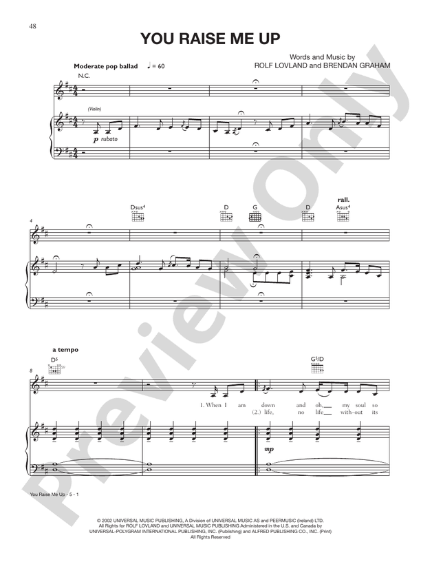 You Raise Me Up: Piano/Vocal/Chords: Celtic Woman - Digital