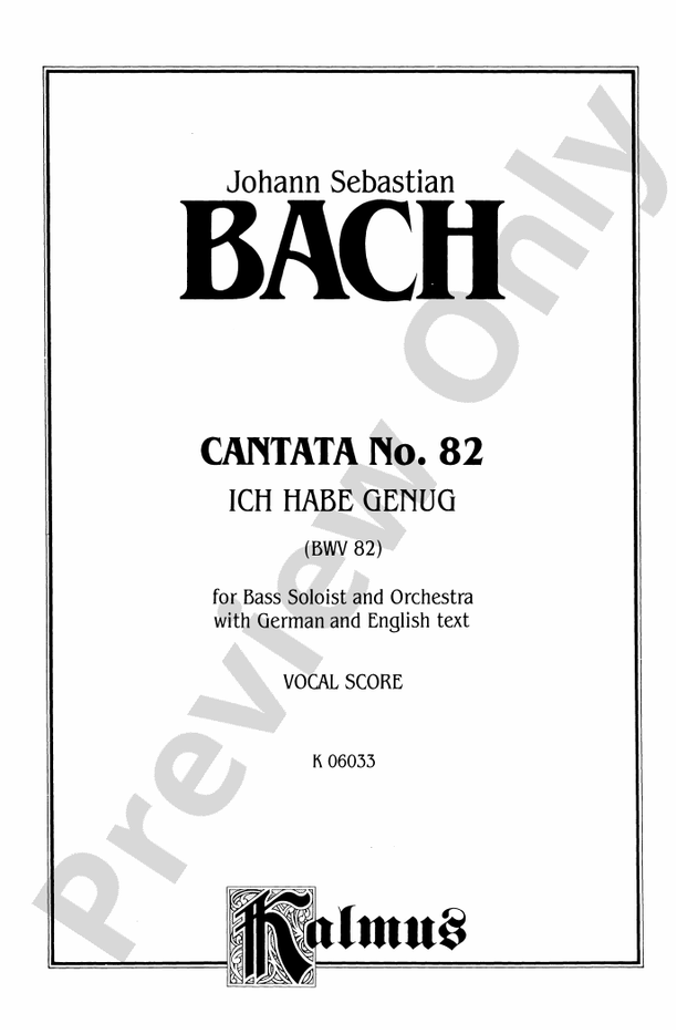 Bach: Bass Solo, Cantata No. 82, Ich Habe Genug (German/English)