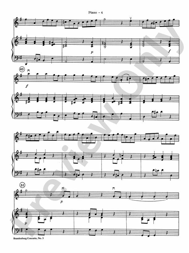 Brandenburg Concerto No. 3: Piano Accompaniment: Piano