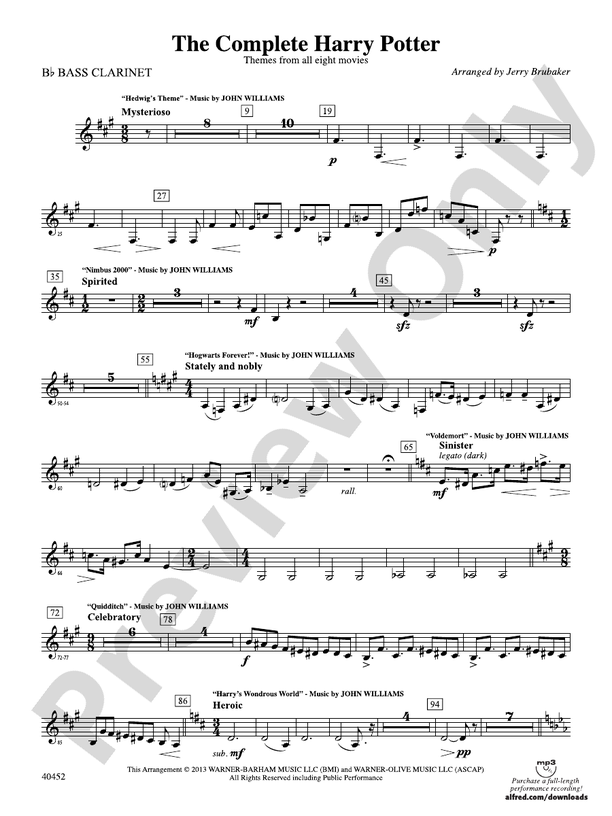 The Complete Harry Potter Bflat Bass Bflat Bass