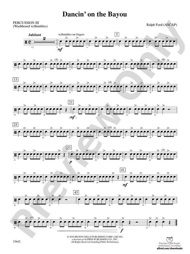 Dancin' on the Bayou: 3rd Percussion: 3rd Percussion Part ...