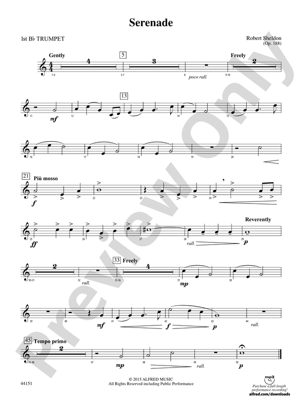 Serenade: 1st B-flat Trumpet: 1st B-flat Trumpet Part - Digital Sheet Music  Download