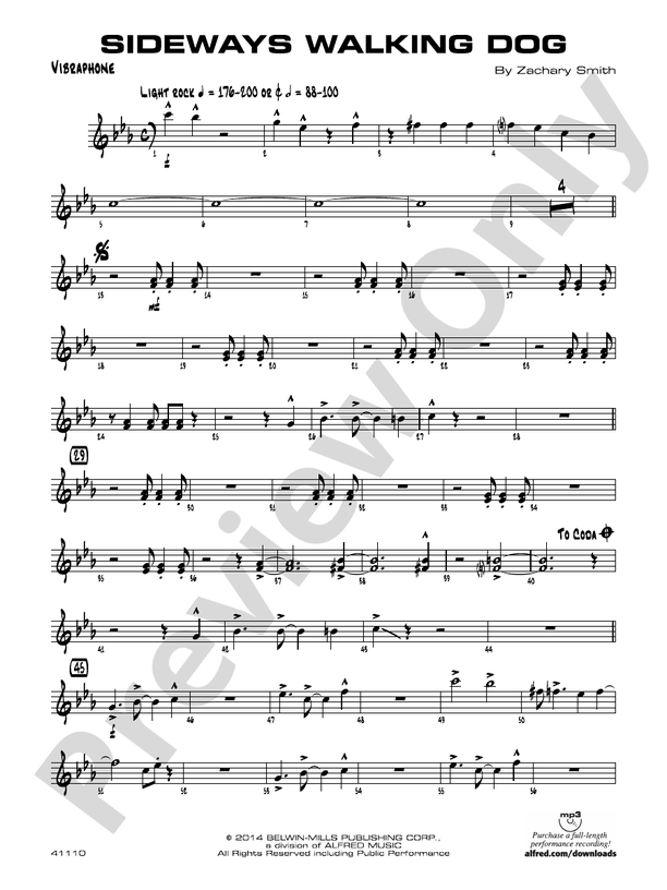Sideways Walking Dog Vibraphone Vibraphone Part Digital Sheet Music
