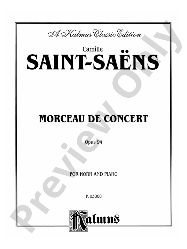 SaintSaëns Morceau de Concert, Op. 94 French Horn Part(s) Camille