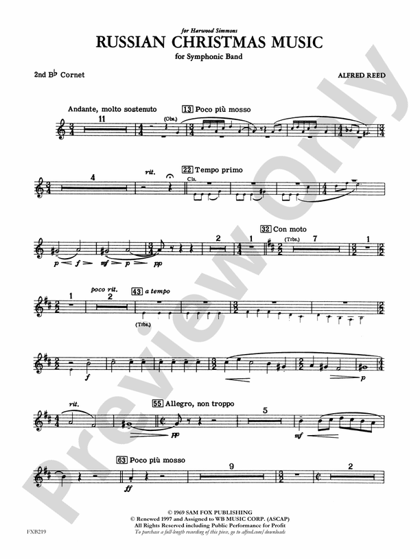 Russian Christmas Music 2nd Bflat 2nd Bflat Part