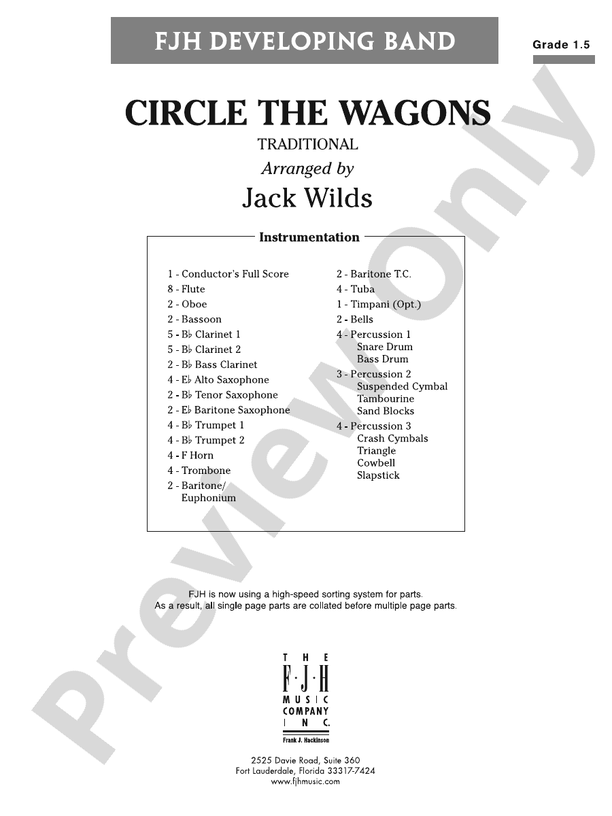 Circle the Wagons Jack Wilds Digital Sheet Music Download