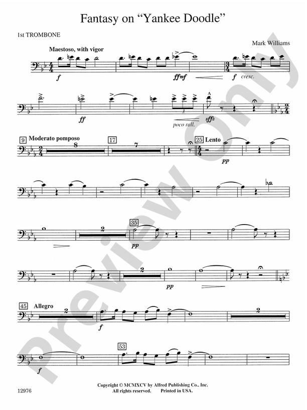 Fantasy on "Yankee Doodle" 1st Trombone 1st Trombone Part Digital