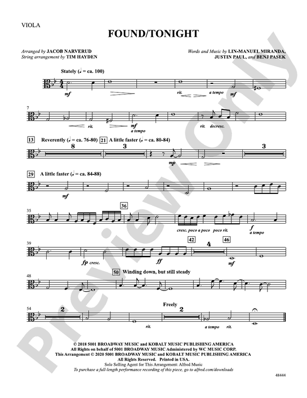 Found Tonight Viola Viola Part Digital Sheet Music Download