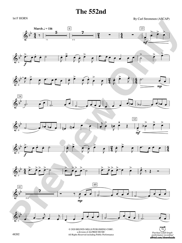 The 552nd 1st F Horn 1st F Horn Part Digital Sheet Music Download 