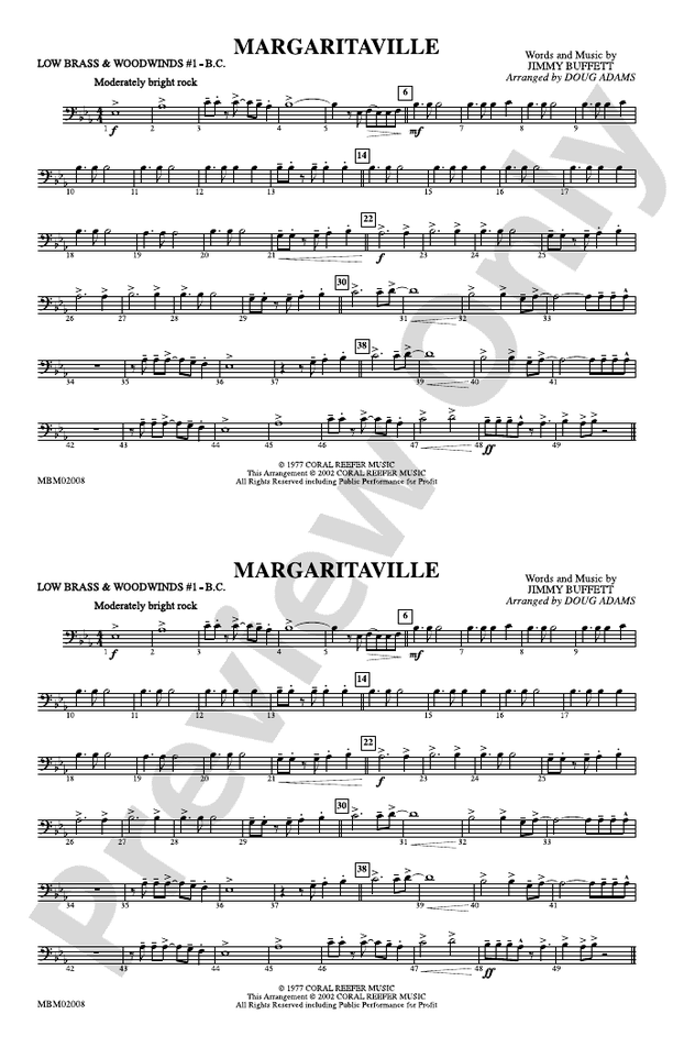 Margaritaville Low Brass & Woodwinds 1 Bass Clef Low Brass