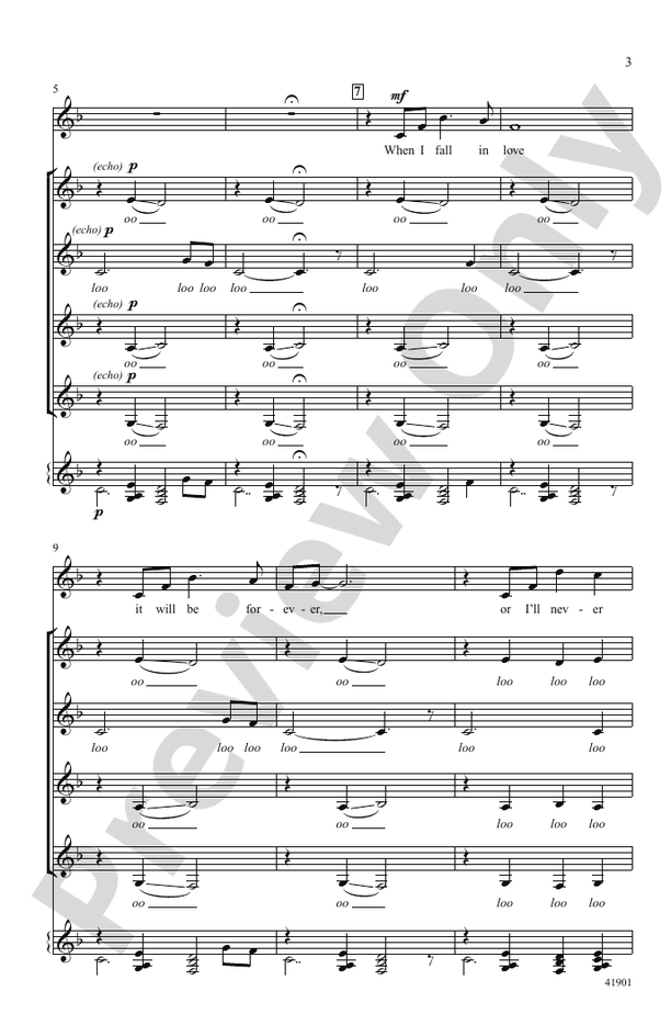 When I Fall in Love: SSAA, a cappella Choral Octavo: Victor Young - Digital  Sheet Music Download