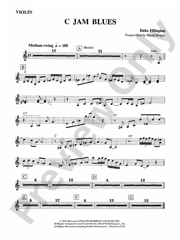 C Jam Blues 1st Violin 1st Violin Part Digital Sheet Music Download