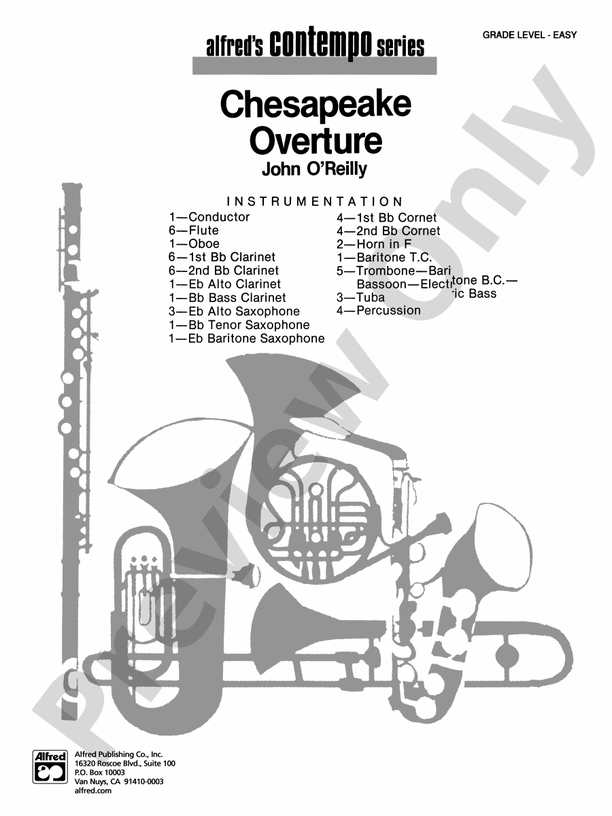 Chesapeake Overture: Concert Band Conductor Score & Parts: John O ...