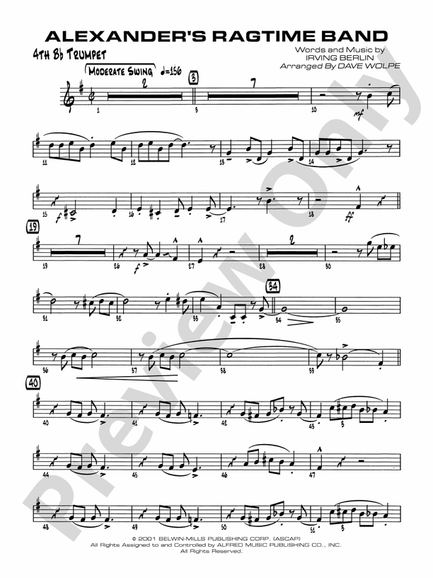 Alexander's Ragtime Band: 4th B-flat Trumpet