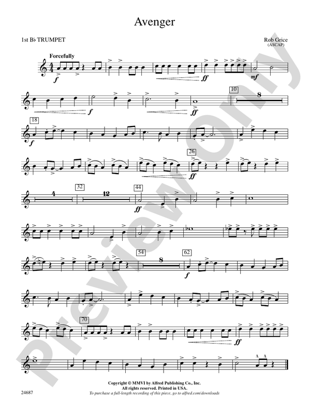 Avenger: 1st B-flat Trumpet: 1st B-flat Trumpet Part - Digital Sheet Music  Download
