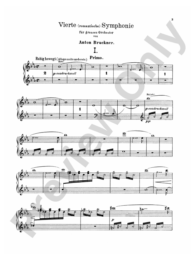 Bruckner: Symphony No. 4 In E Flat "Romantic": Piano Duet (1 Piano, 4 ...