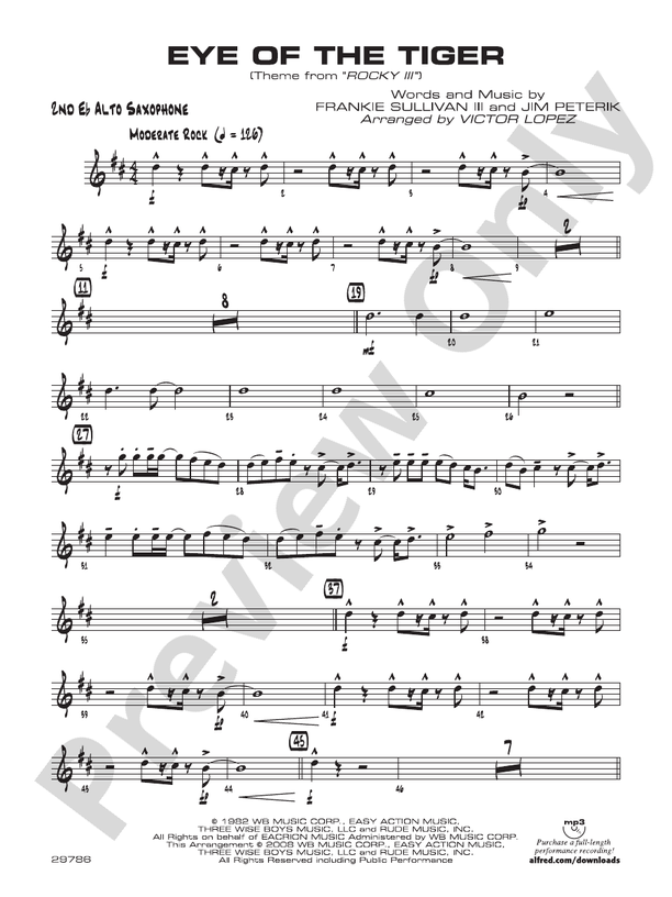 Eye of the Tiger: 2nd E-flat Alto Saxophone: 2nd E-flat Alto Saxophone ...