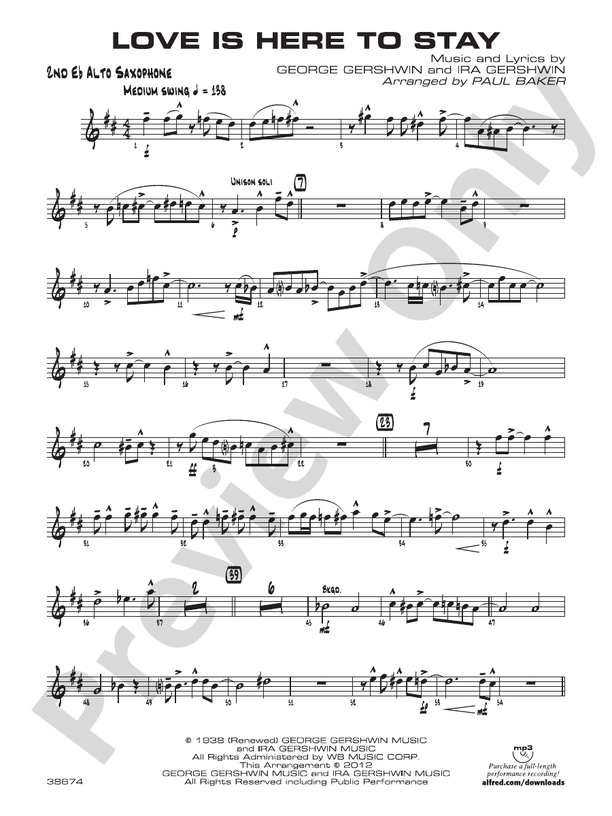 Love Is Here To Stay 2nd E Flat Alto Saxophone 2nd E Flat Alto