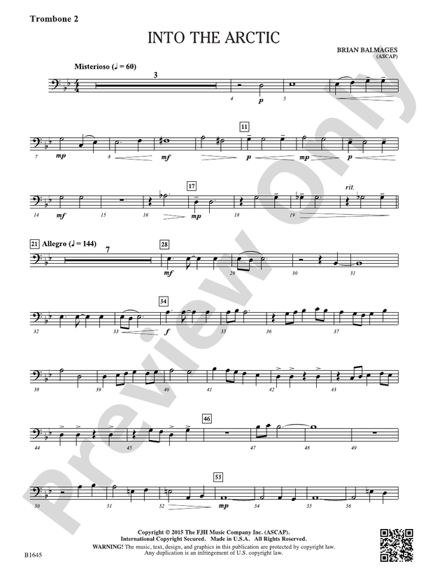 Into the Arctic: Trombone 2: Trombone 2 Part: Brian Balmages - Digital Sheet Music Download