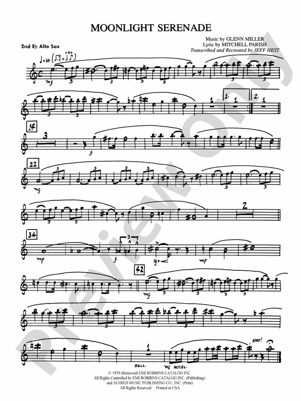 Moonlight Serenade: 2nd E-flat Alto Saxophone: 2nd E-flat