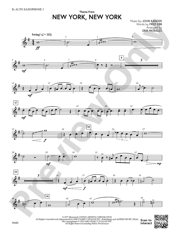 Theme from New York, New York: E-flat Alto Saxophone: E-flat Alto
