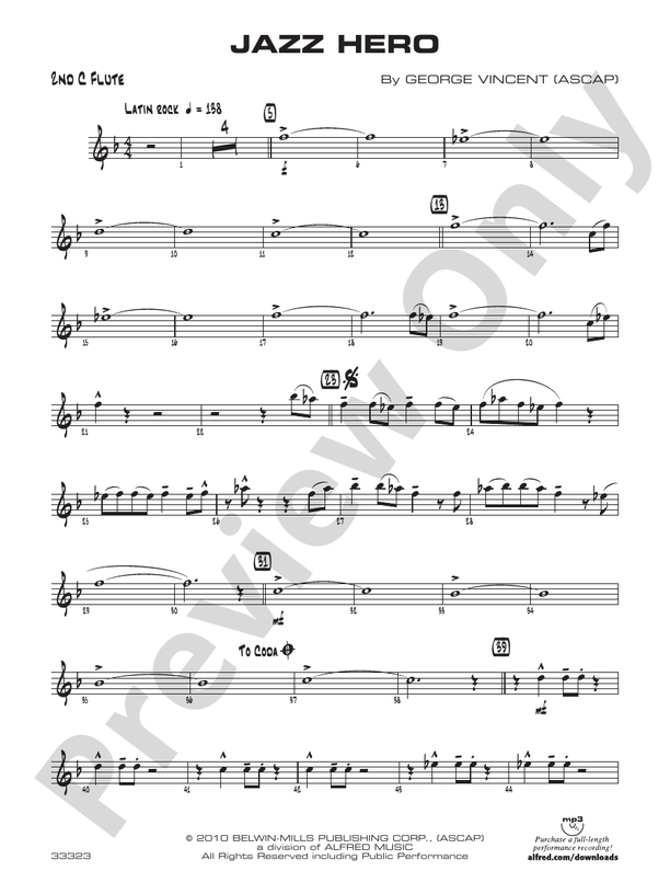Jazz Hero 2nd Flute 2nd Flute Part Digital Sheet Music Download