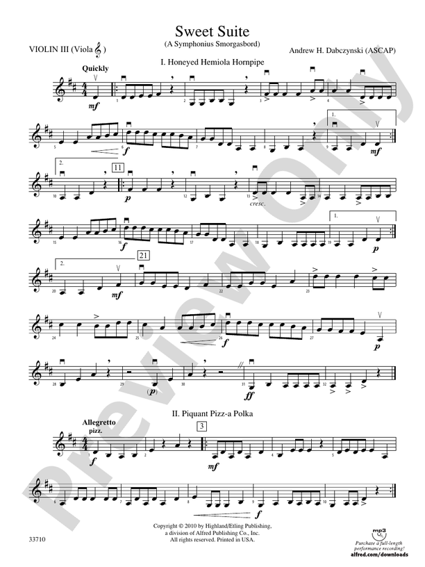 Sweet Suite 3rd Violin Viola [tc] 3rd Violin Viola [tc] Part