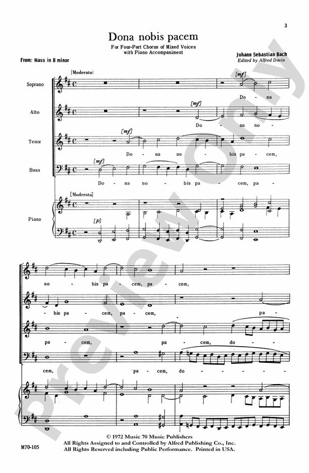 Dona Nobis Pacem: SATB Choral Octavo: Johann Sebastian Bach - Digital ...