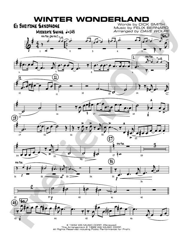 Winter Wonderland Eflat Baritone Saxophone Eflat Baritone Saxophone