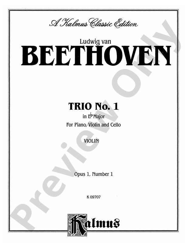 Beethoven: Trio No. 1, Op. 1, No. 1, in E flat Major (for piano, violin, and cello)