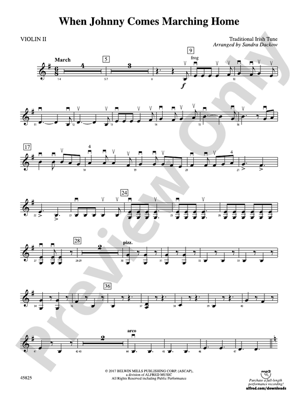 When Johnny Comes Marching Home 2nd Violin 2nd Violin Part Digital