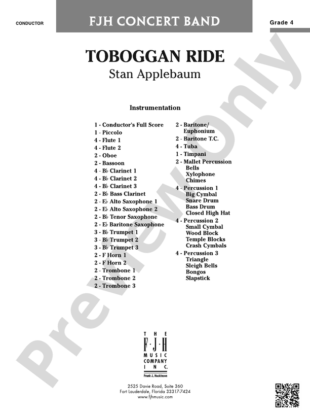 Toboggan Ride Score Stan Applebaum Digital Sheet Music Download