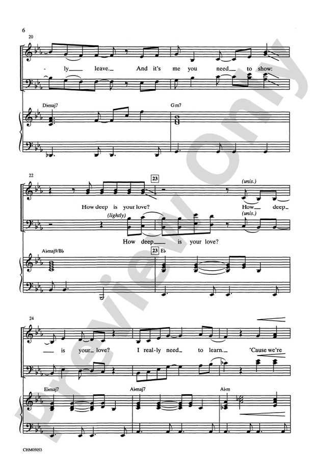 How Deep Is Your Love: SATB Choral Octavo: Barry Gibb - Digital Sheet ...