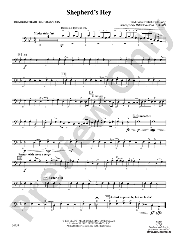 Shepherd S Hey 1st Trombone 1st Trombone Part Digital Sheet Music Download