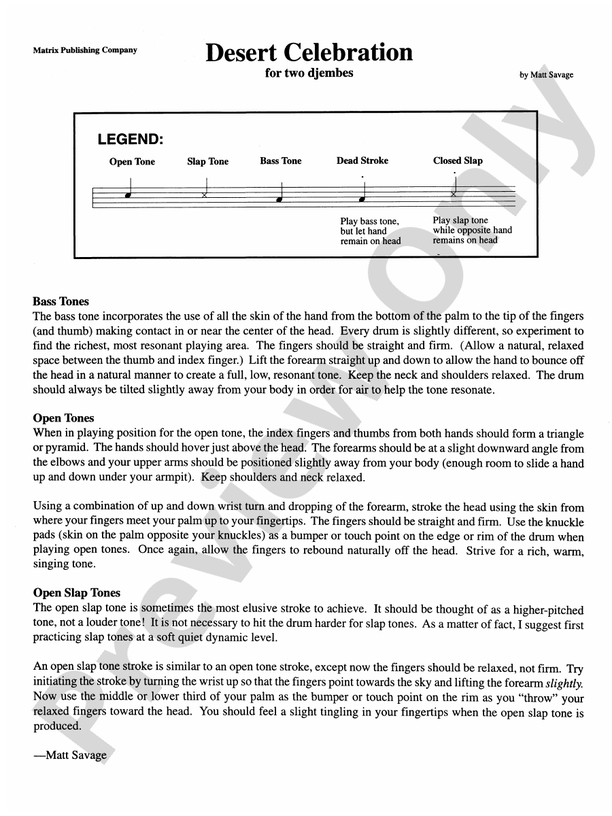 Desert Celebration for Two Djembes 2nd Percussion 2nd Percussion Part