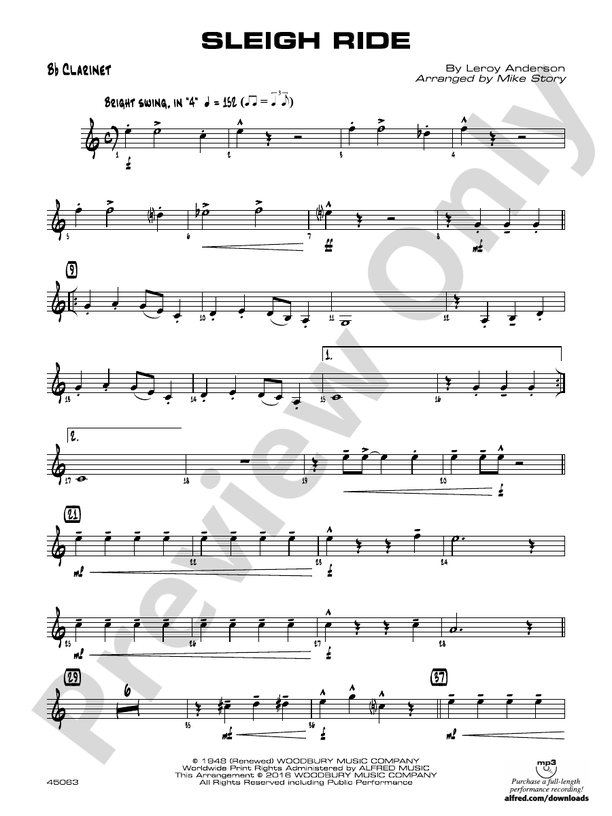 Sleigh Ride: 1st B-flat Clarinet: 1st B-flat Clarinet Part - Digital ...