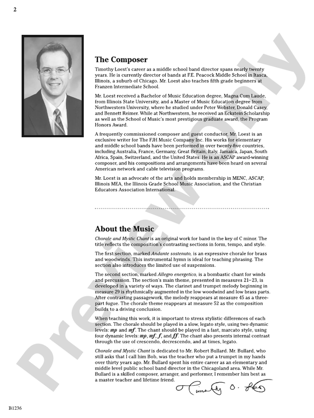 Chorale and Mystic Chant: Score: : Timothy Loest - Digital Sheet Music