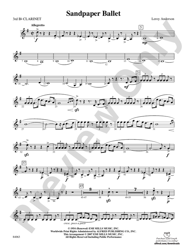 Sandpaper Ballet 3rd Bflat 3rd Bflat Part Digital Sheet Music Download